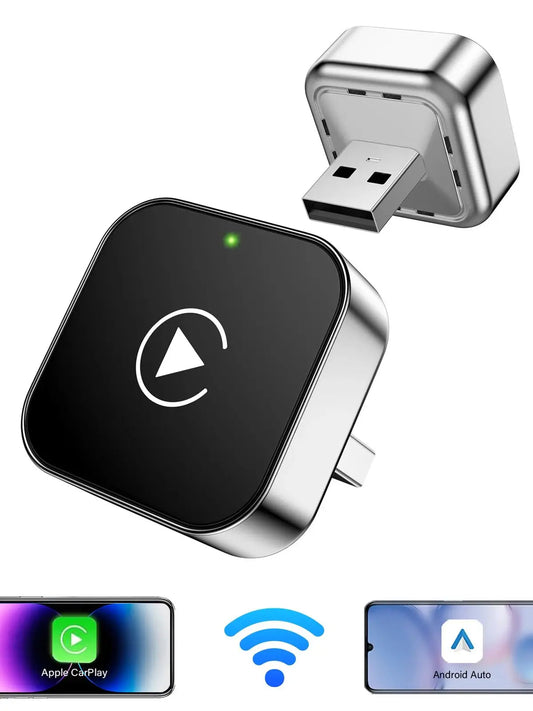 2-In-1 Wireless Carplay & Android Auto Adapter – AI Smart Box for All Cars – Universal Compatibility with Seamless Wirel